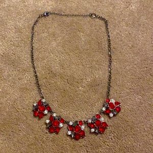 STEEL ALLOY Red & White Plastic Gem Necklace